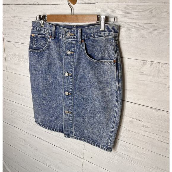 Levis Skirt Womens Size 30 Premium Front Button Mini Denim Quality Clothing - Picture 4 of 16